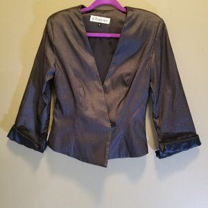 Chayes One Button Closure Deeply Cuffed Short Jacket. Charcoal Grey, Size Small